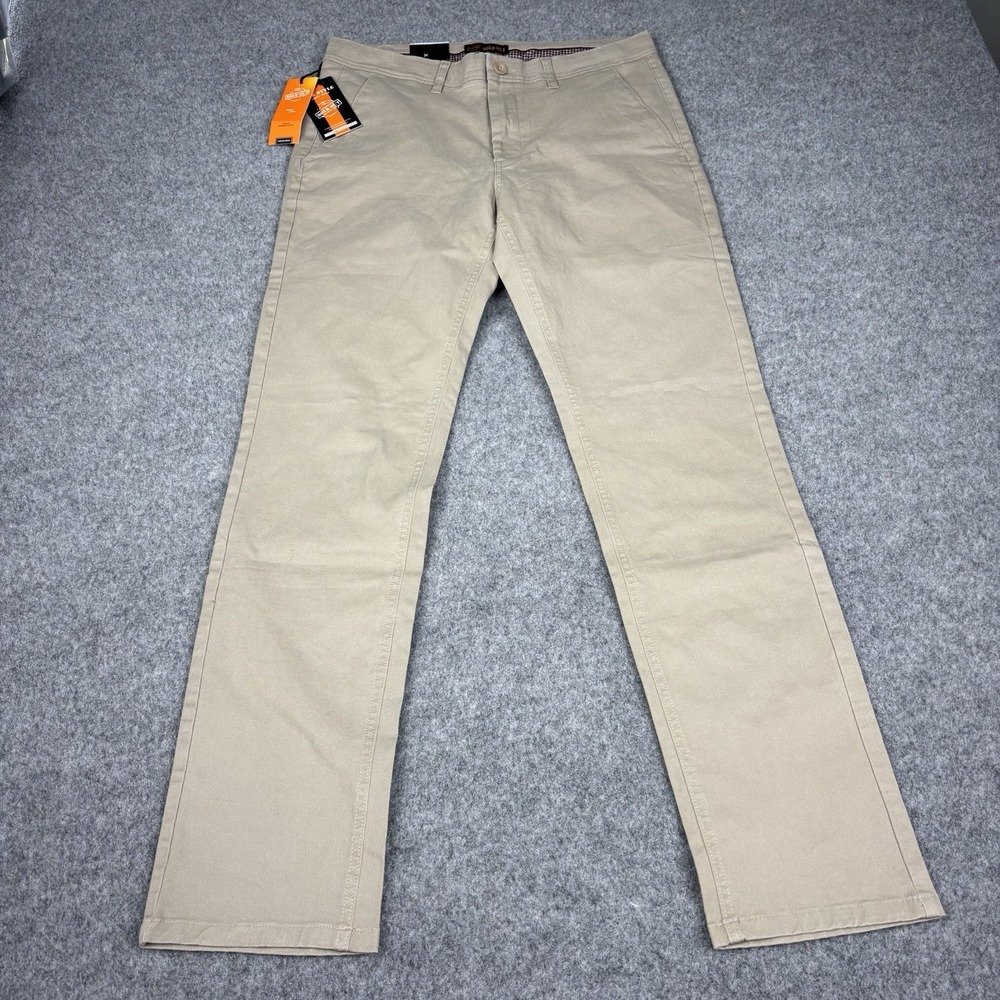 Sold Out Pants Men's 34 (Fits 32x32) Khaki Stretch Chino Casual Flat Front NWT